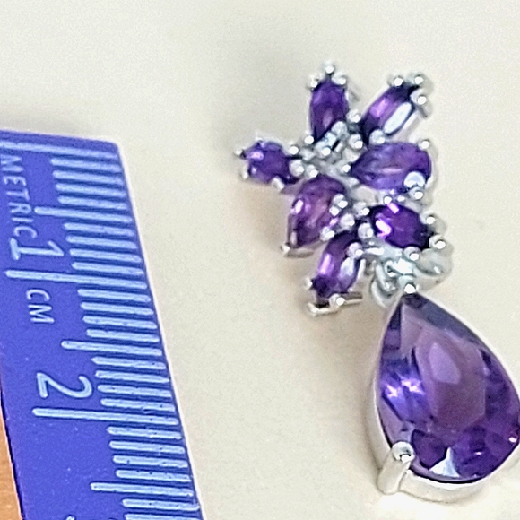 Natural Purple Amethyst 12x8mm 925 Sterling Silver Earrings - Picture 4 of 5